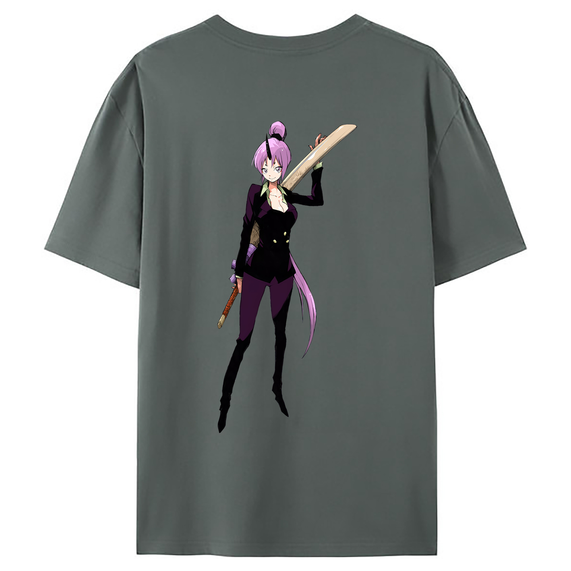 （画像用） 転スラ Regarding Reincarnated to Slime 綿100％ メンズ半袖Tシャツ（バックプリント） 通気性